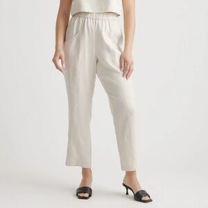 SOLD: Quince Tapered Linen Pants | Beige Linen Pants | Cropped Ankle Pants